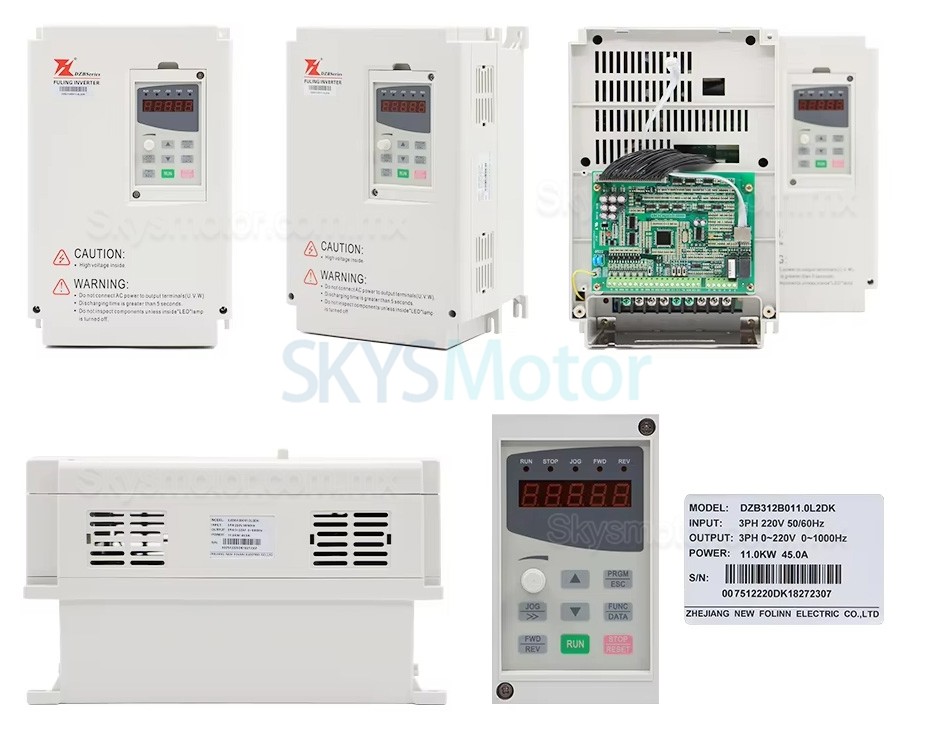 Motor de husillo ATC (cambio autom&aacute;tico de herramientas) refrigerado por aire de 9 kW + variador de frecuencia VFD, 11 kW (GDZ143x133-9L + DZB312B011)